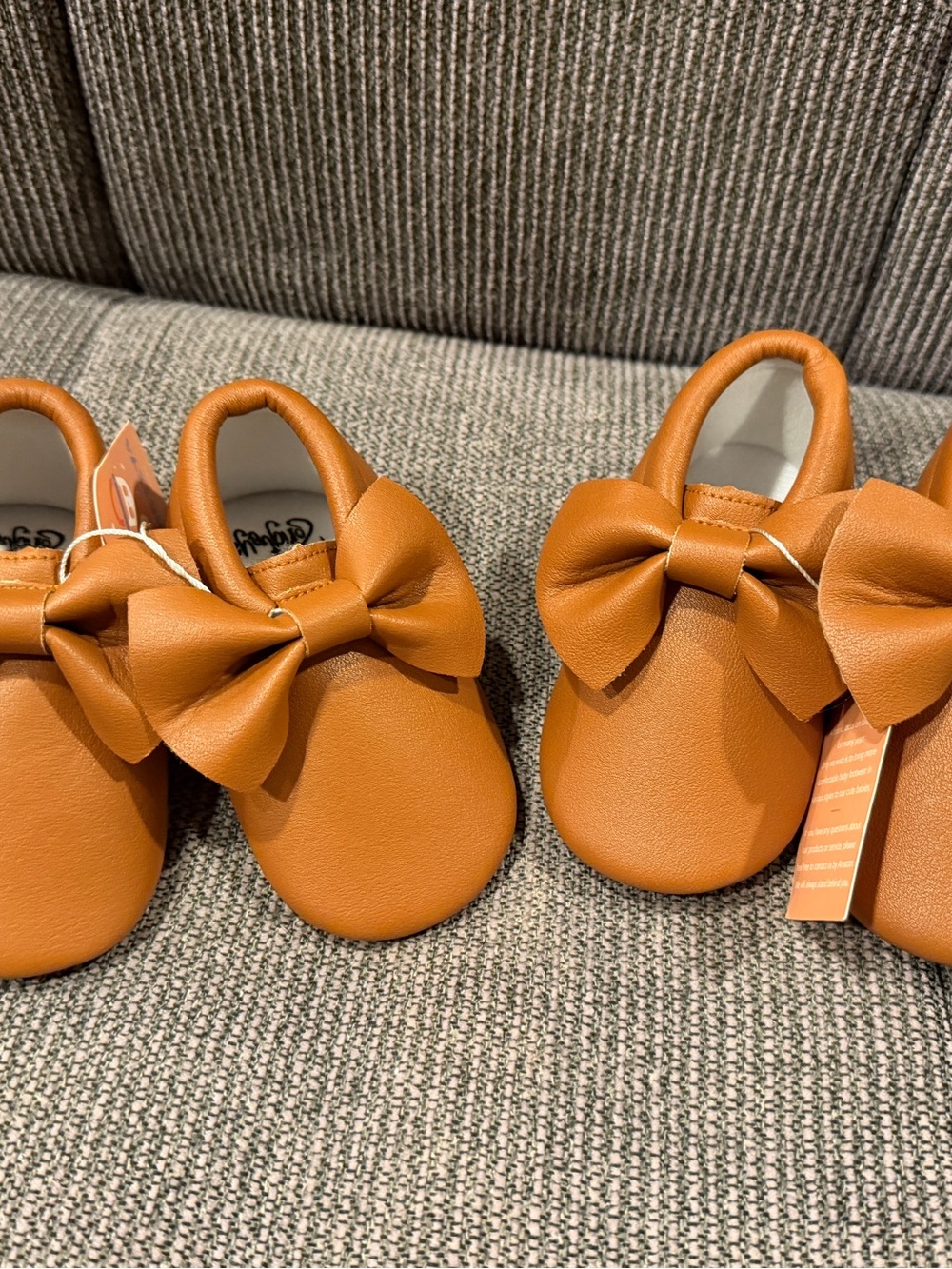 TWIN‎ Set - Toddler Bow Moccasins in Cognac Brown